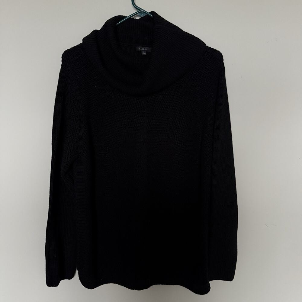 Talbots Womens Turtleneck Sweater Large Black Minimalist Preppy Old Money Chic - Picture 2 of 6